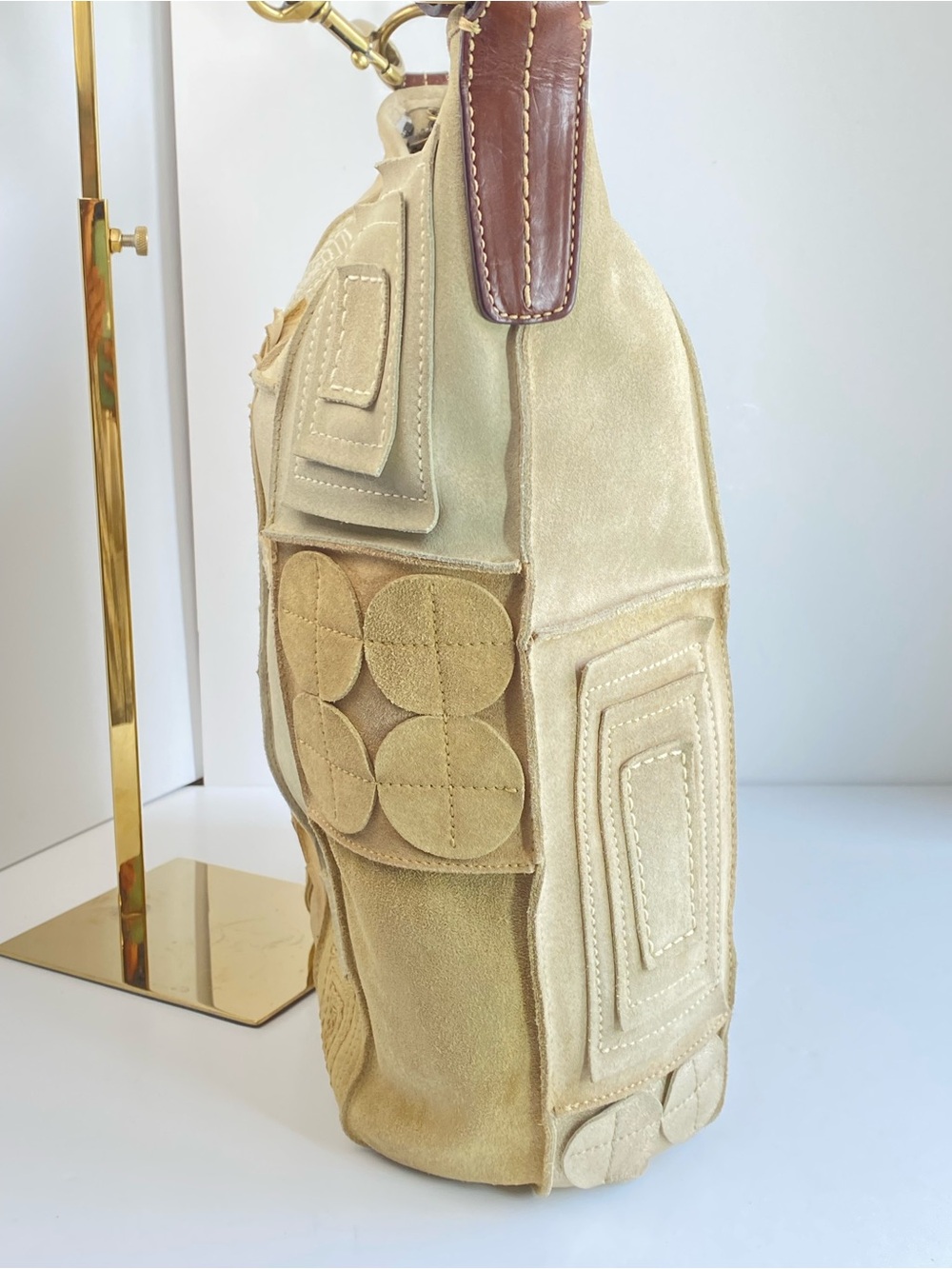 Coach XL Y2K Limited Edition Suede Patchwork Mosaic Shoulder Tote Bag - Picture 13 of 16